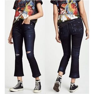 R13 Kick Fit in Black Velvet Distressed Jeans Size 27